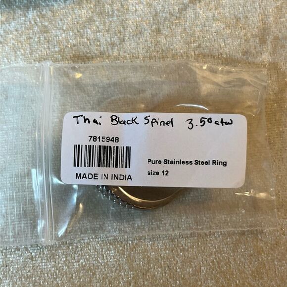 Thai Black Spinel 3.20 ctw Men's Ring in Stainless Steel NWT - Picture 10 of 11